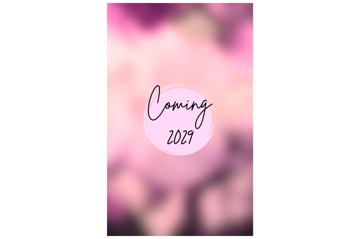 rosa verschwommener Hintergrund, rosa Kreis in der Mitte, schwarzer Schriftzug "Coming 2029" in der Mitte